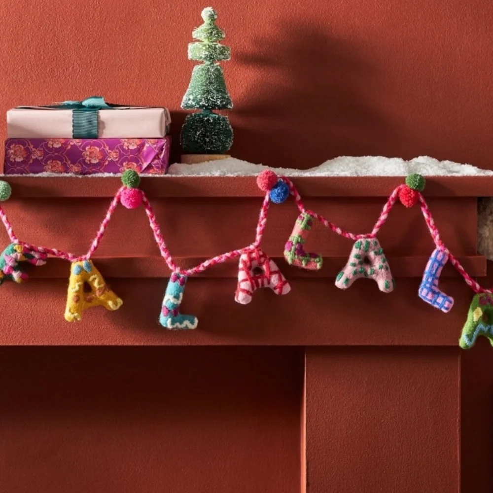 Anthropologie Christmas Holly Garland NWT